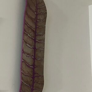 Pink and silver printed skate board painting